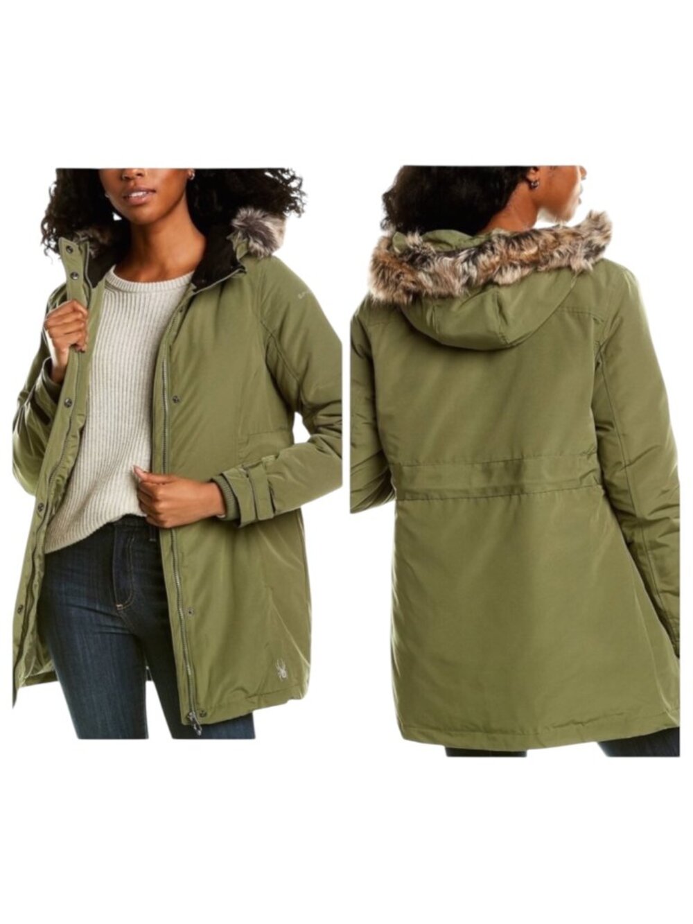 Spyder Coat Women Medium Sage Green Hooded Insulated Explorer Parka Outdoor